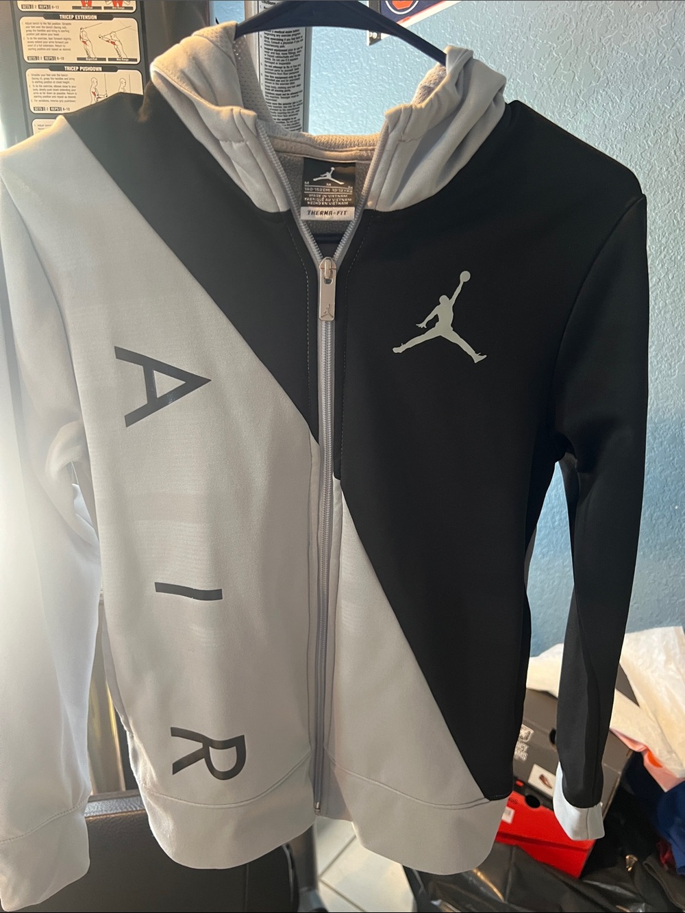 Jordan Black & Light Gray Diagonal Colorblock Hoodie